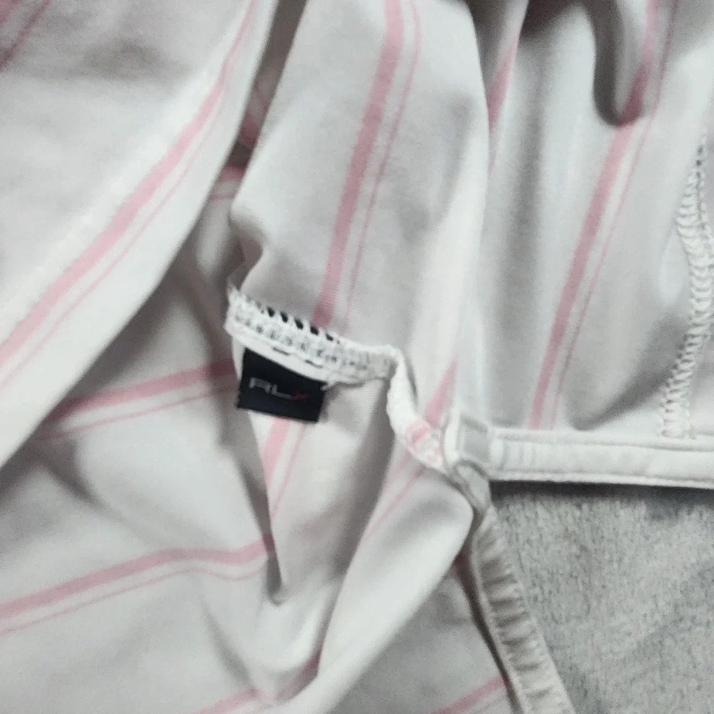 RLX Ralph Lauren Mens Pink White Striped‎ Polo size XL